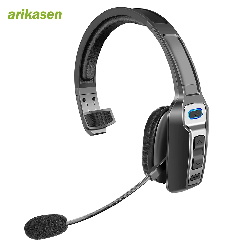 Trucker Bluetooth-headset met Tri-Mic Noise Cancelling, Mute-knop, 65 uur batterij draadloze headset voor vrachtwagenchauffeurs, kantoorgebruik