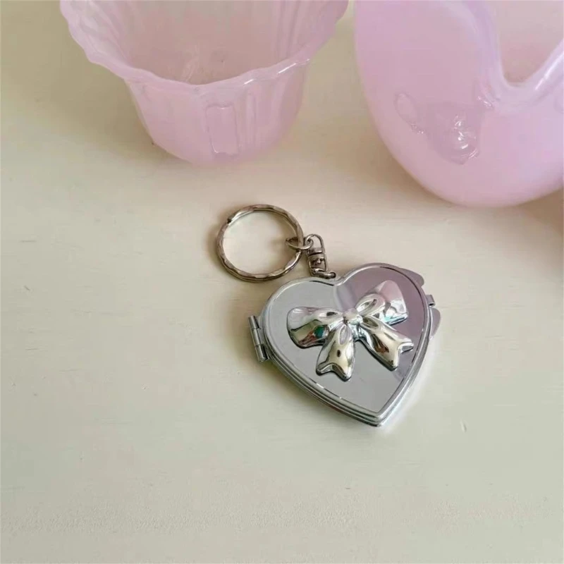 652F Lovely Bowknot Love Heart Charm Pendant Portable and Sturdy Acrylics Alloy Keychain Accessory for Fashionable Women