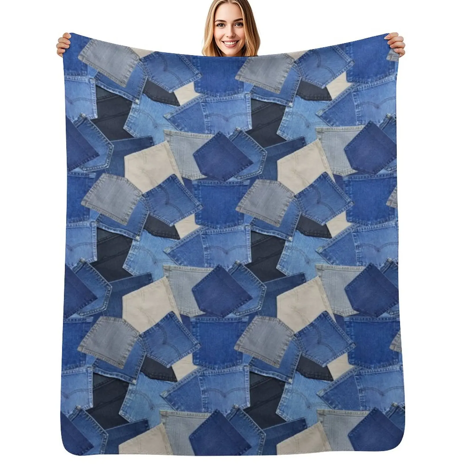 

Denim Pockets Throw Blanket Tourist Extra Large Throw Quilt Blankets