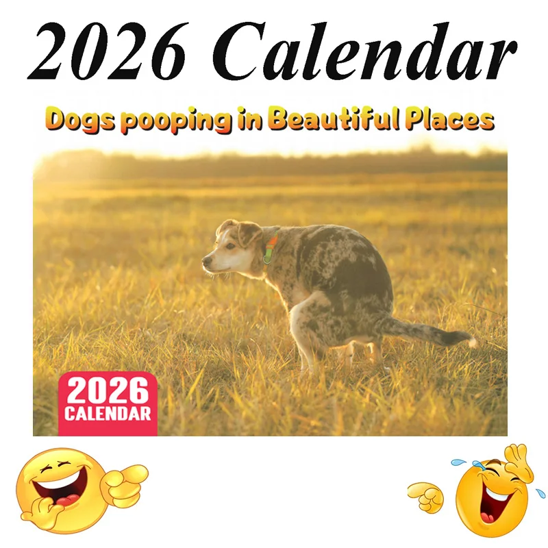 2026 Pooping Dogs Calendar Hangable Creative Daily Weekly Monthly Planner Agenda Schedule Organizer for Home Decor Wall Calendar
