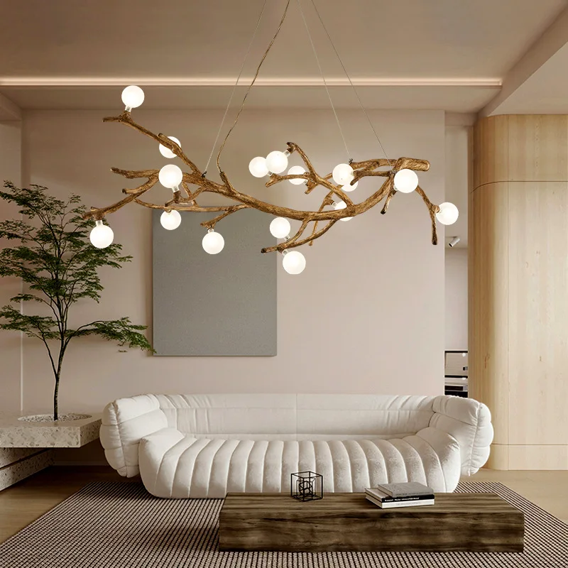 Imagem -03 - Nordic Retro Tree Branch Art Led Chandelier Living Bedroom Teto Pendant Lights Brown Antique Pendurado Lâmpada para Loft Decor