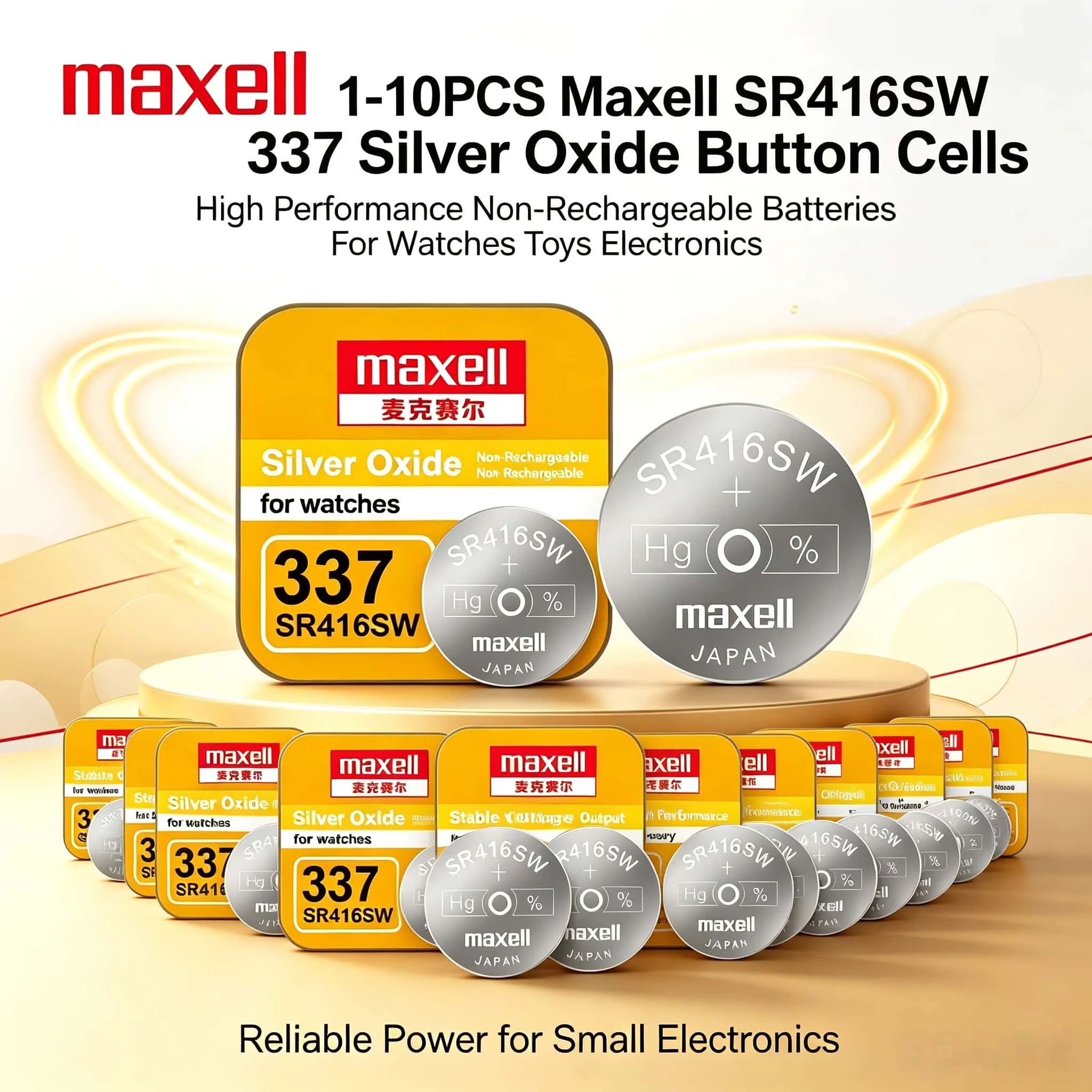 1-10PCS Maxell SR416SW 337 Silver Oxide Button Cell High Performance Non-Rechargeable Battery For Watches Toys Electronics