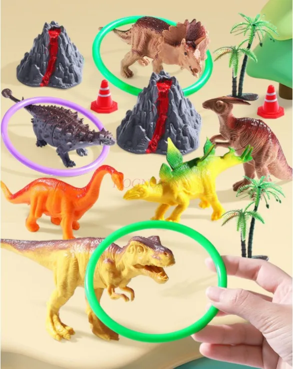 Mainan ring game anak-anak, hoop dinosaurus cincin lempar, kompetisi puzzle interaktif orang tua anak