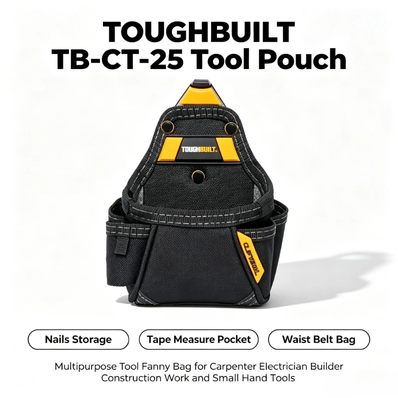 TOUGHBUILT Utility Tool Pouch Portable Waist Fanny Bag for Tape Measure and Nails Heavy Duty Storage Holster TB-CT-25