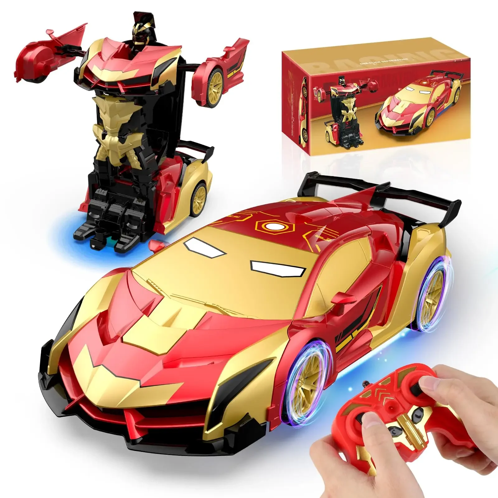 

1:18 RC Transforming Robot Car 2.4GHz Remote Control Drift Racing Vehicle with LED Lights Toy for Boys Kids Gift Ages 4-12 Funny