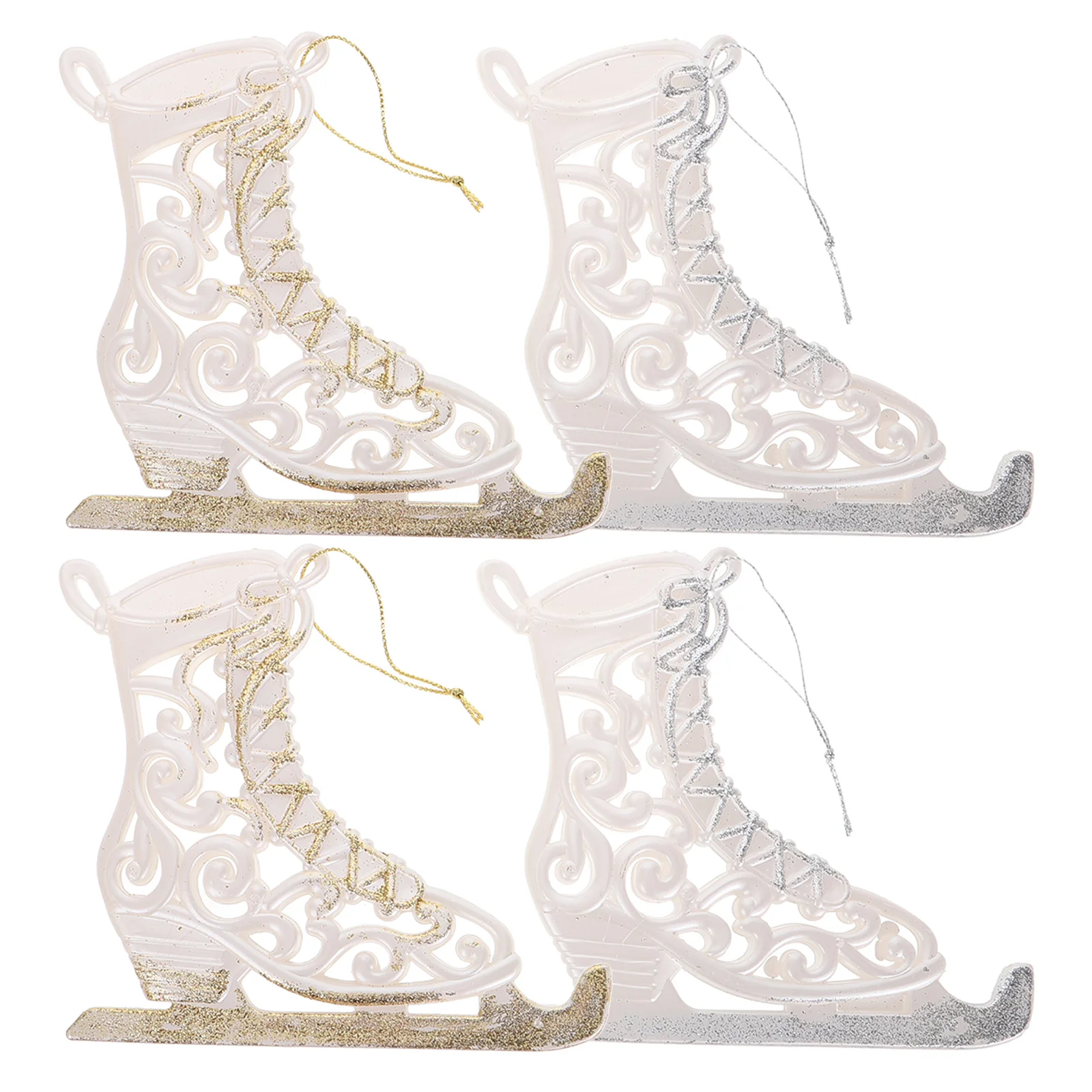 

4pcs Christmas Skating Ornaments Ice Skate Shaped Hanging Charms Xmas Tree Decor Shatterproof Baubles Holiday Home Office