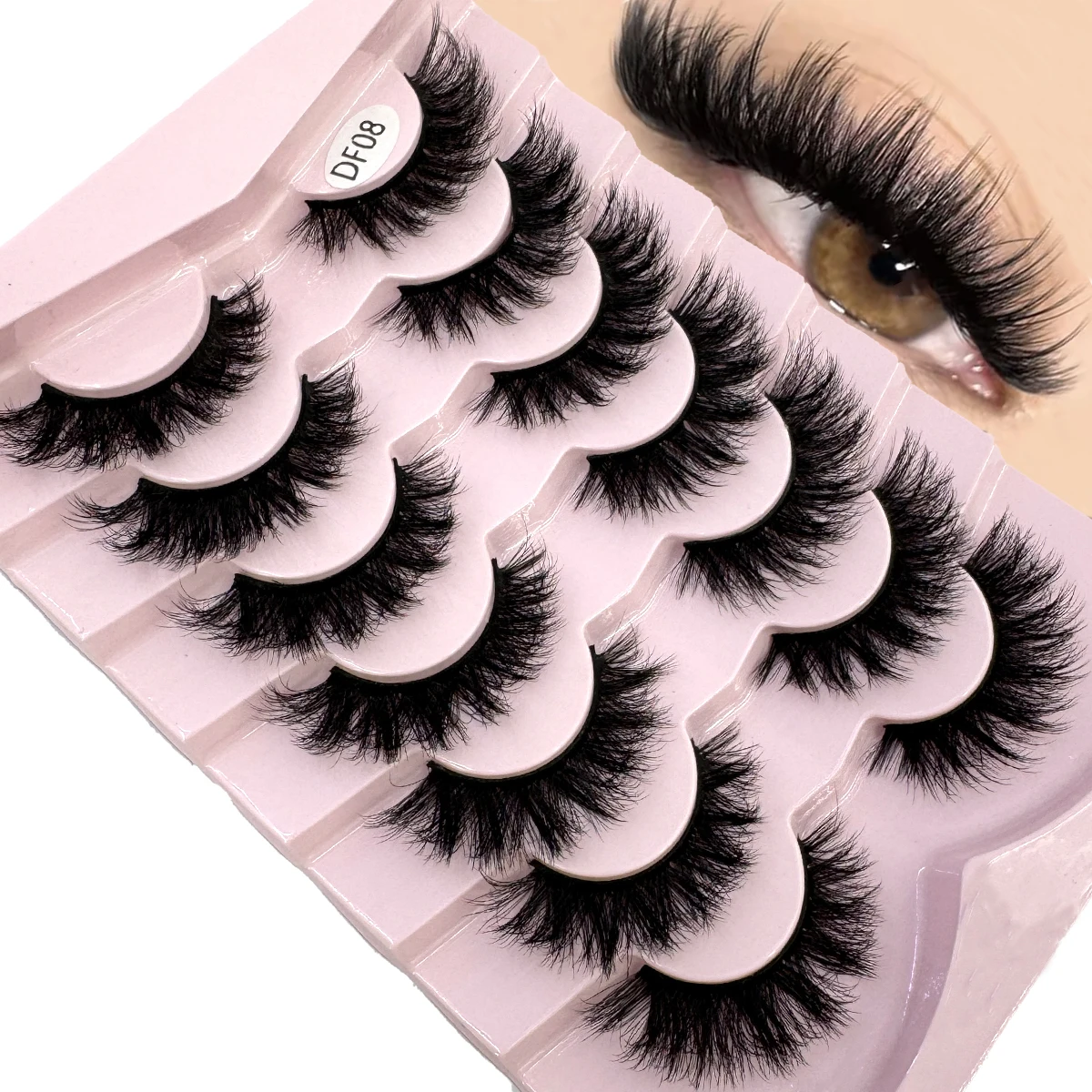 HBZGTLAD 7 Paar falsche Wimpern aus künstlichem Nerz, natürliche, lange, unordentliche, künstliche Wimpern, kreuz und quer, Make-up-Wimpernverlängerung, flauschige Wimpern