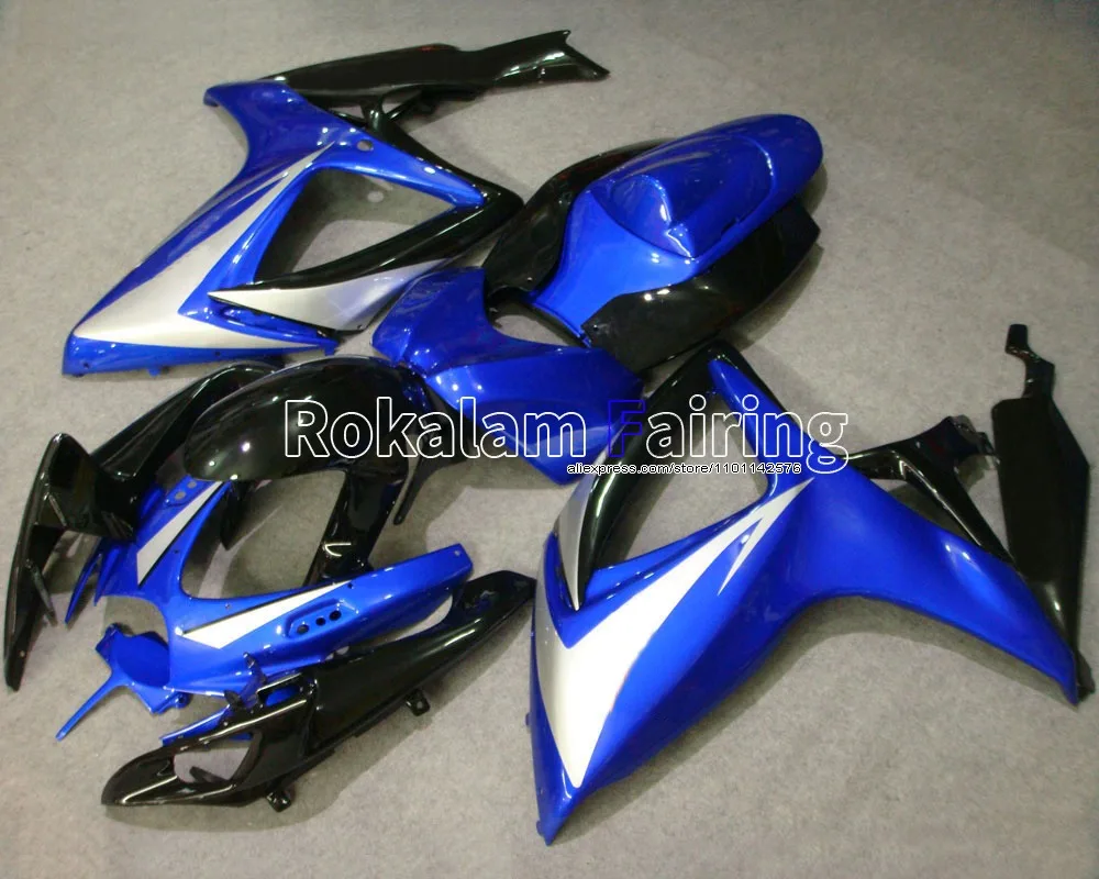 For Suzuki GSX-R600 GSX-R750 K6 2006 2007 GSXR 600 750 06 07 Blue Black Aftermarket Sportbike Fairing (Injection molding)