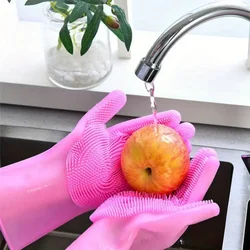 1 pair of silicone dishwashing gloves - waterproof kitchen cleaning magic gloves, multi-purpose housework insulation, alcohol-fr