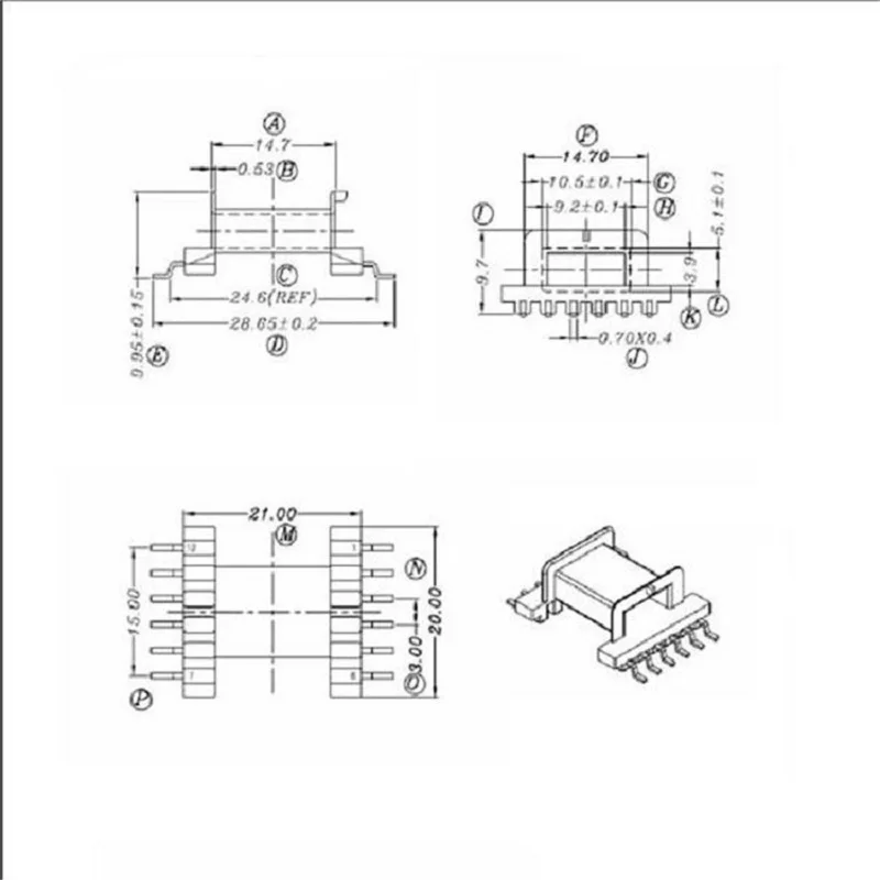 EFD20 ferit core PC44 bahan dan bobbin dan SMD6 + 6 pin 15 sets/lot