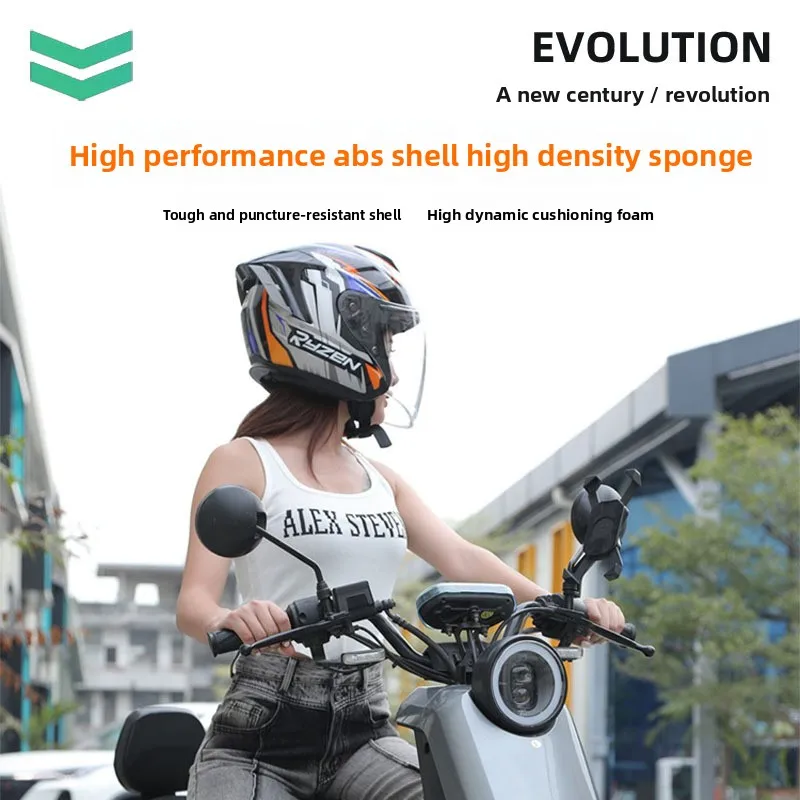 Men's Women's Summer Breathable Three-Quarter ABS Half Face Helmet All-Season Universal No. 1 Motorcycle Helmet With Foam Lining