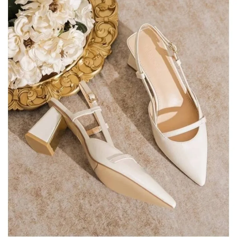 

Shoes for Women Brand Pointy Slingbacks Ladies High Heels Summer Fashion Pumps Shallow Slip on Shoes Female Party Sandals