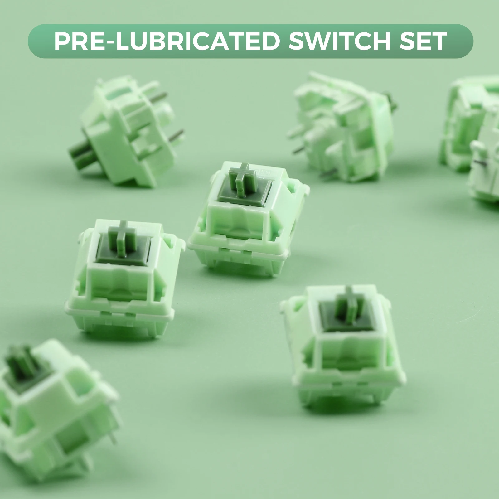 35 Pieces KiiBOOM Matcha Latte Linear Switches Set 55g 5pins Self-lubricating POM Stem Switch for DIY Mechanical Gaming Keyboard