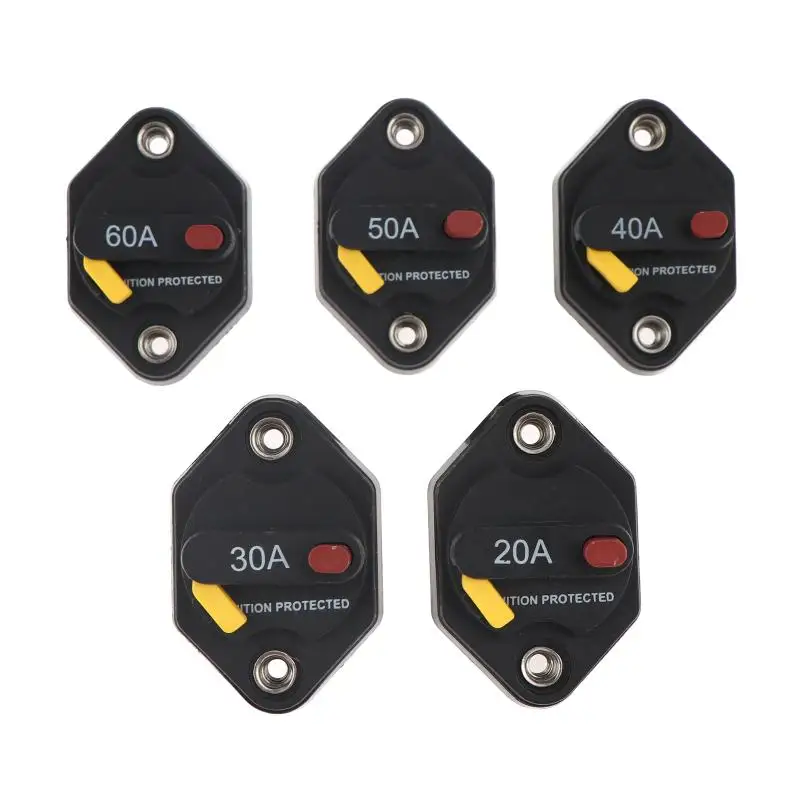 20A 30A 40A 50A 60A Caravan Manual Reset Waterpoof Car/Boat Current Overload Protector Bimetal Automobile Circuit Breakers