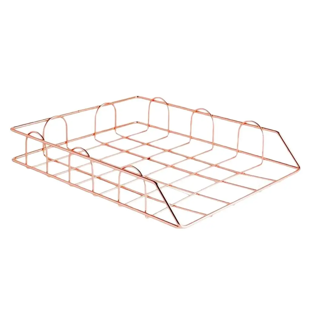 Office File Trays Document Letter Paper Holder Shelf Rack Metal Wire Stackable