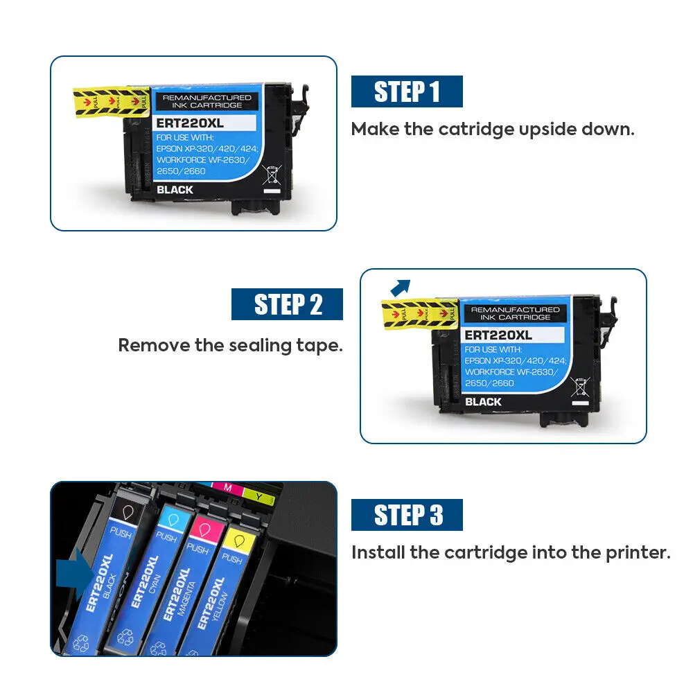 Cartucce di inchiostro Epson rigenerate T220XL generiche per WorkForce WF-2630 WF-2650