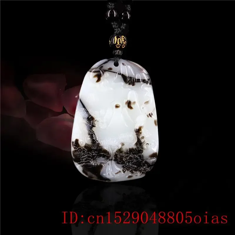 Jade Landscape Pendant Gifts Fashion Women Natural Necklace for Chinese Jewelry Jadeite Carved Men Amulet Charm