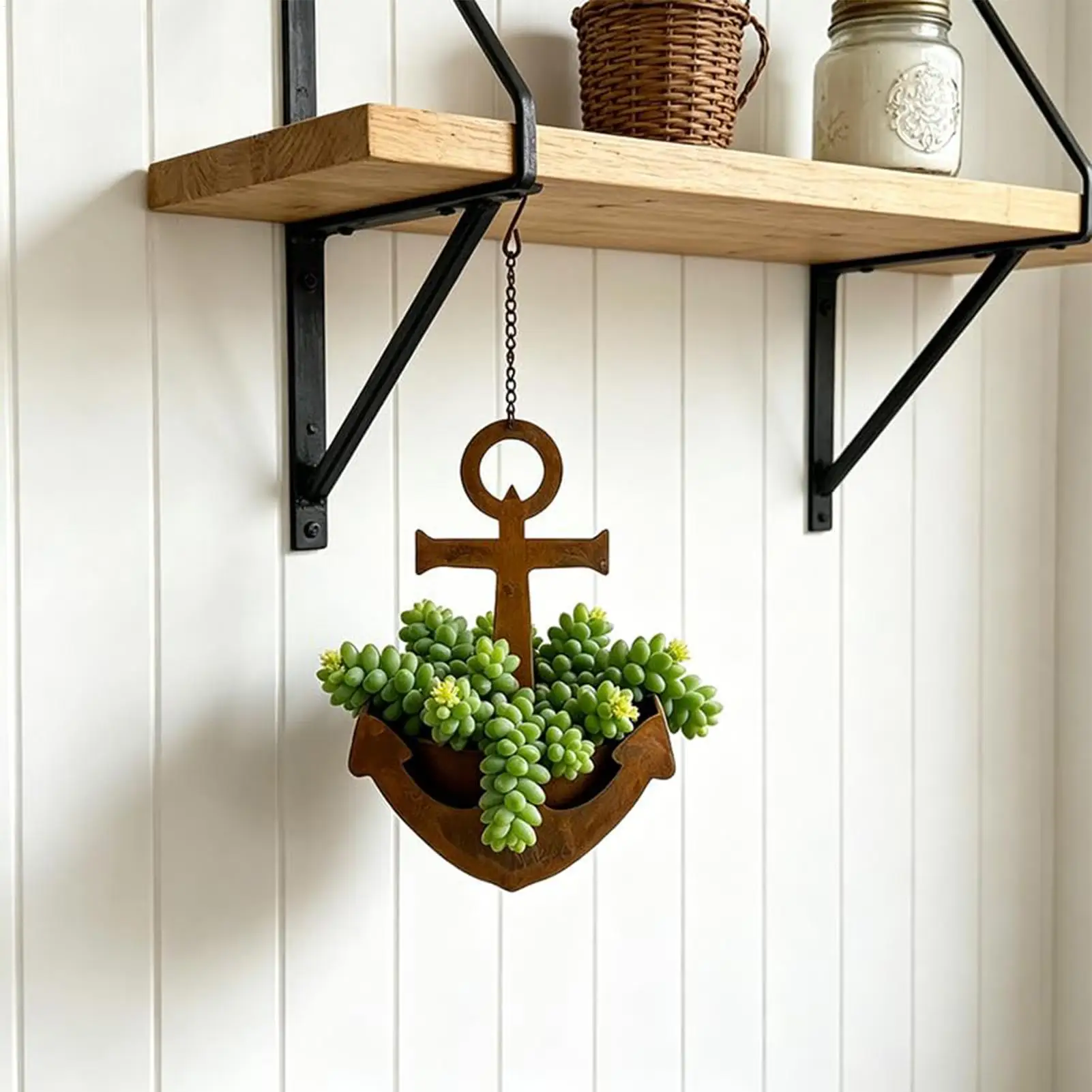 Nautical Planter Metal Retro Flower Container Hangable Flower Pots for Homeowners Gardeners Growers Home Office Apartment