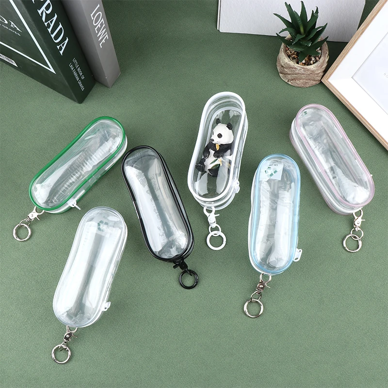 Mini Anime Doll Display Bag Transparent Coin Purse Key Chain Pendant Organizer Key Lipstick Earphone Storage Bag Pouch Wallet