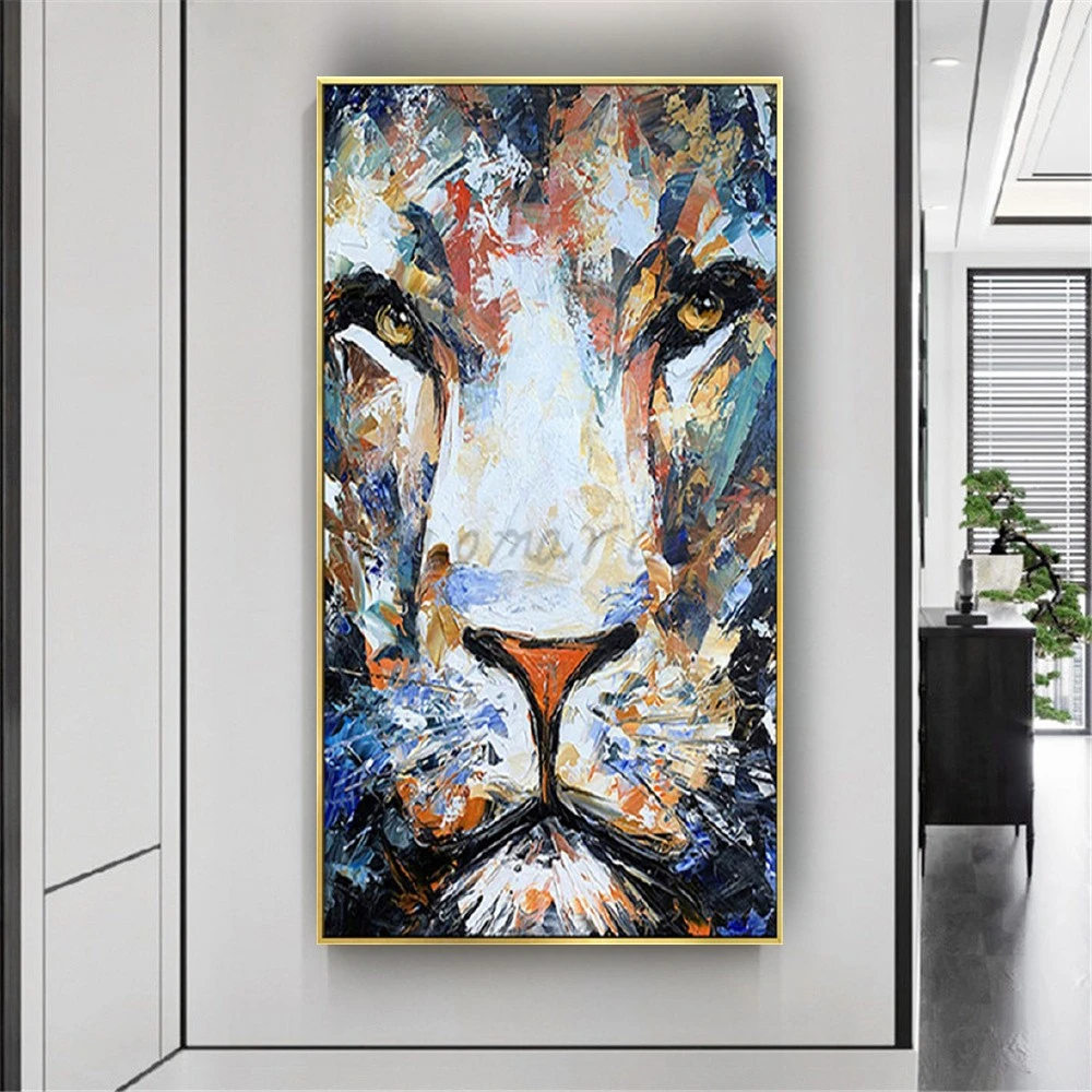 Hand-Painted Animal Leopard Canvas Poster And Oil Painting Modern Living Room Home Decor Wall Art Picture Office Aisle Mural