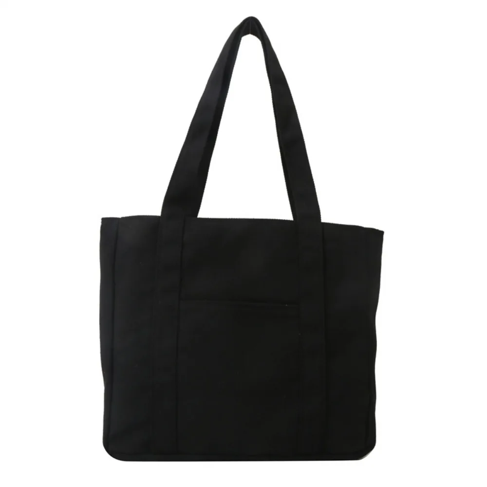 

Solid Color Large-capacity Canvas Bag Portable Comfortable Handle Hand-held Tote Bag Zipper Closure Multi-functional