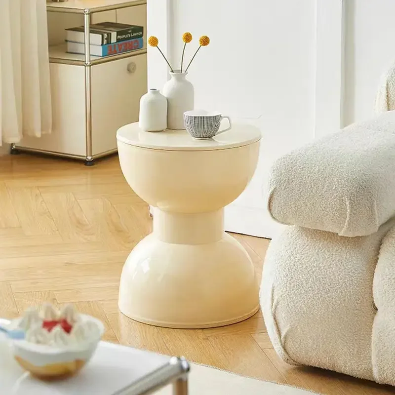 

Nordic Creative Shoe Changing Stool Thickened Household Cream Dining Living Room Coffee Table Plastic Round Stools