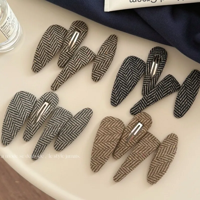 Wire Fine Twill Fabric Barrettes Triangular BB Clip Fashionable Versatile Side Clip Broken Hair Bangs Headgear Hair Accessories