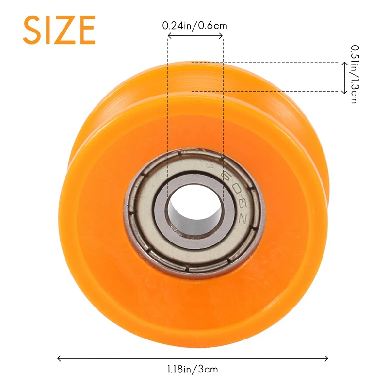 Roulements scellés revêtus de plastique, roue de roulement à billes, poulie de guidage à rainure en U profonde, rail en acier 606ZZ, 6x30x13mm, 4 pièces