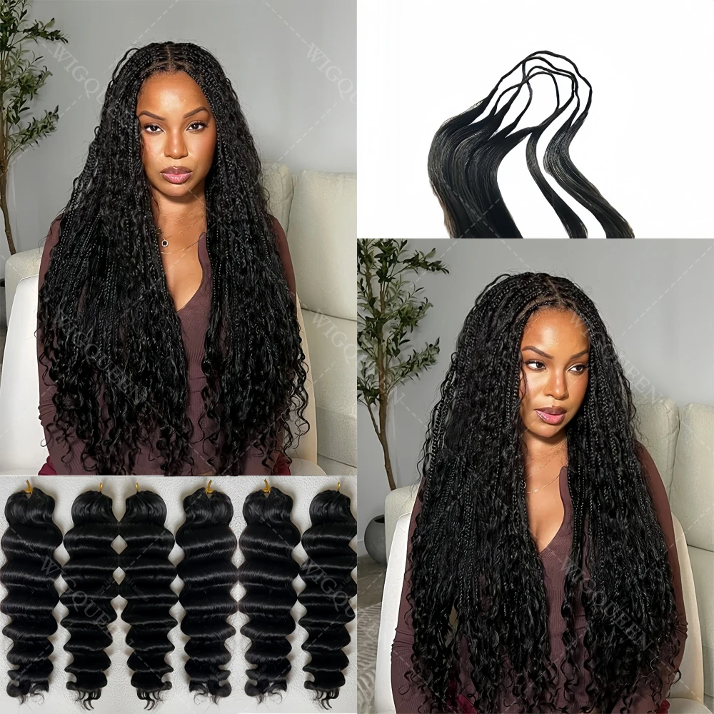 

Натуральные волосы Deep Wave для крючкового плетения, невидимые нити, пучки волос Feather Crochet, безузловые волосы Water Wave для крючкового плетения