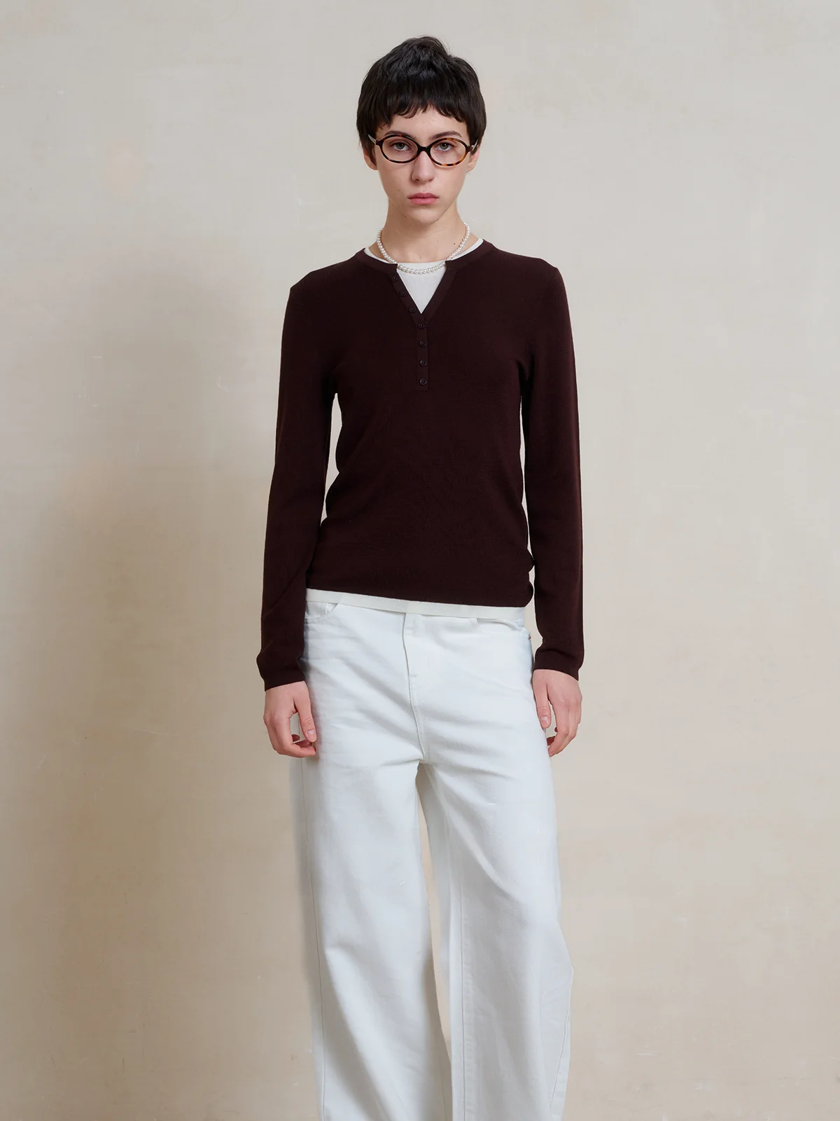 

Женский свитер WIT из шерстяной смеси, облегающий, с круглым вырезом, длинными рукавами, имитация двухслойности, модный повседневный свитер