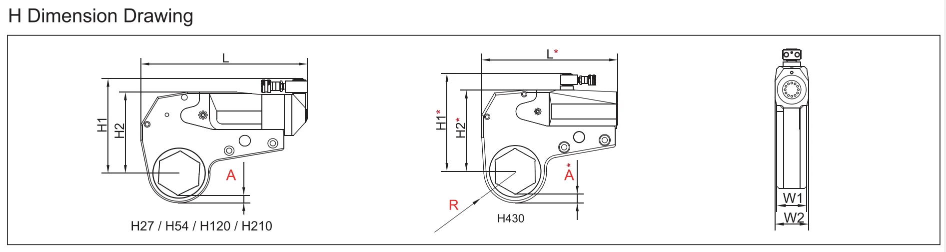 Hoge precisie lichtgewicht aluminium titaniumlegering H-serie H54 laag profiel moersleutel Torque Rennes hydraulisch gereedschap