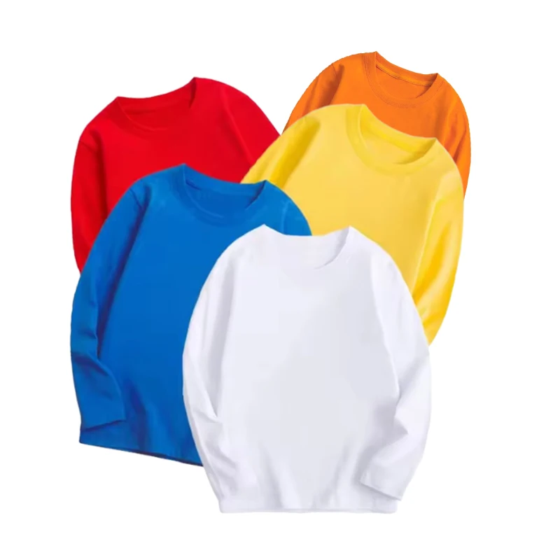 10Colors Spring Long Sleeve Tees Children's T-shirt Cotton Solid Colour Shirts Leisure Wear Boys Girls Tops Kids Teenage Clothes