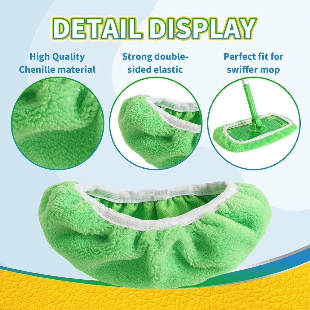 3PCS Mop Cloth Reusable Pad For Swiffer Sweeper Mop Washable Microfiber Pad Cleaning Pad For Bathroom Kitchen Living Room