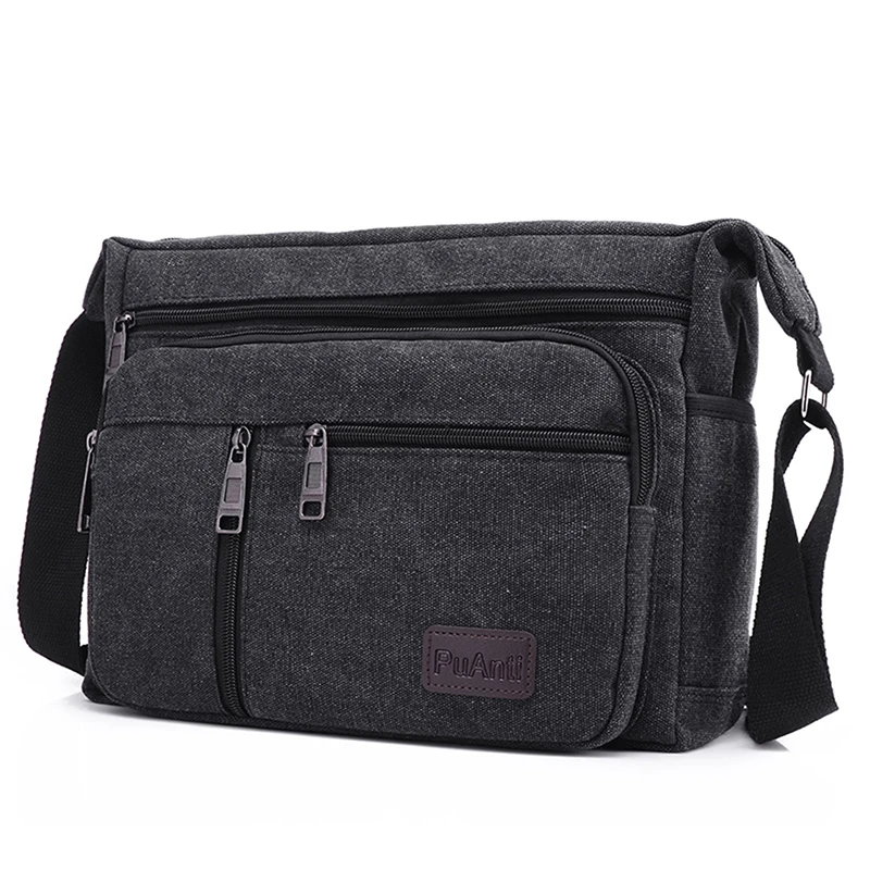 Multiple Colors Men Fashion high-end Leisure Retro Simple Solid Canvas Commuting Large Capacity One Shoulder Diagonal Cross Bag