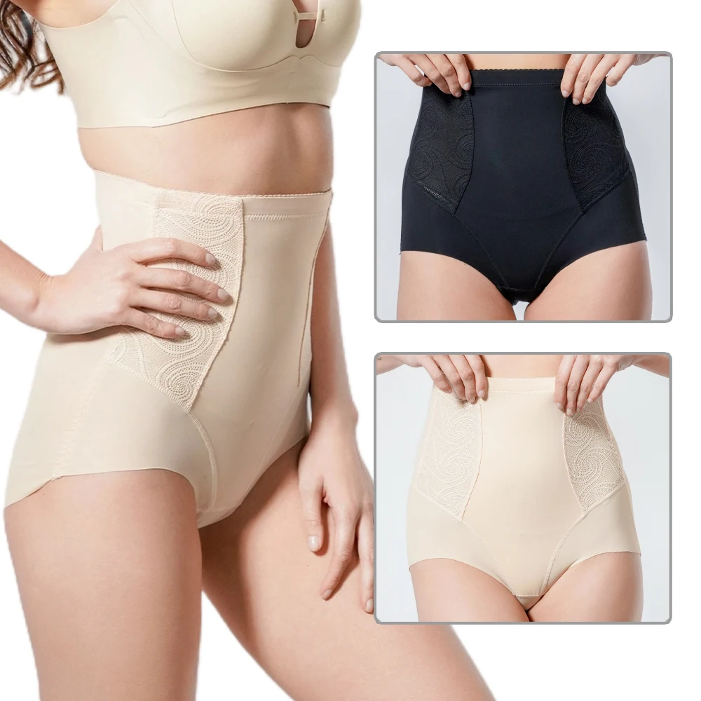 2pcs/set High-Waisted Shaper Briefs Panties Postpartum Buttocks Lifting Body Shaping Pants Slim Shorts Plus Size Waist Trainer