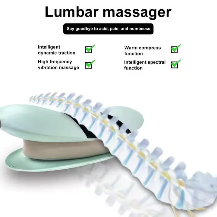 Electric Waist Massager, ABS Lumbar Massager Machine with Hot Compress, Vibrating Back Reliever with Remote Control for Home