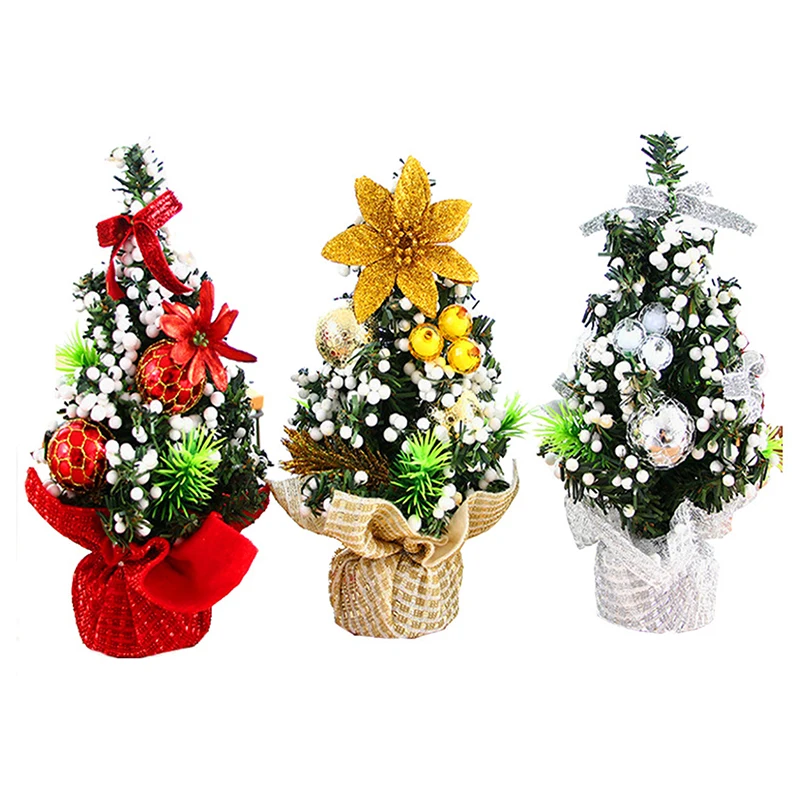 20CM Mini Merry Christmas Tree Office Desk Ornament Children Gift Festival Party Decoration For New Year