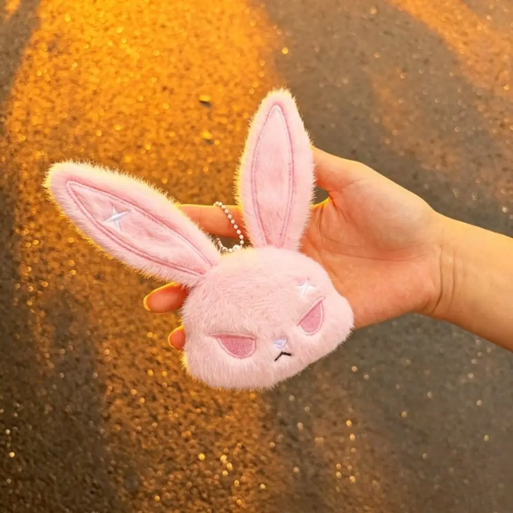 Cute Gothic Bunny Keychain Dark Style Spooky Design Rabbit Keyring Creative Soft Fluffy Backpack Pendant Daily Use