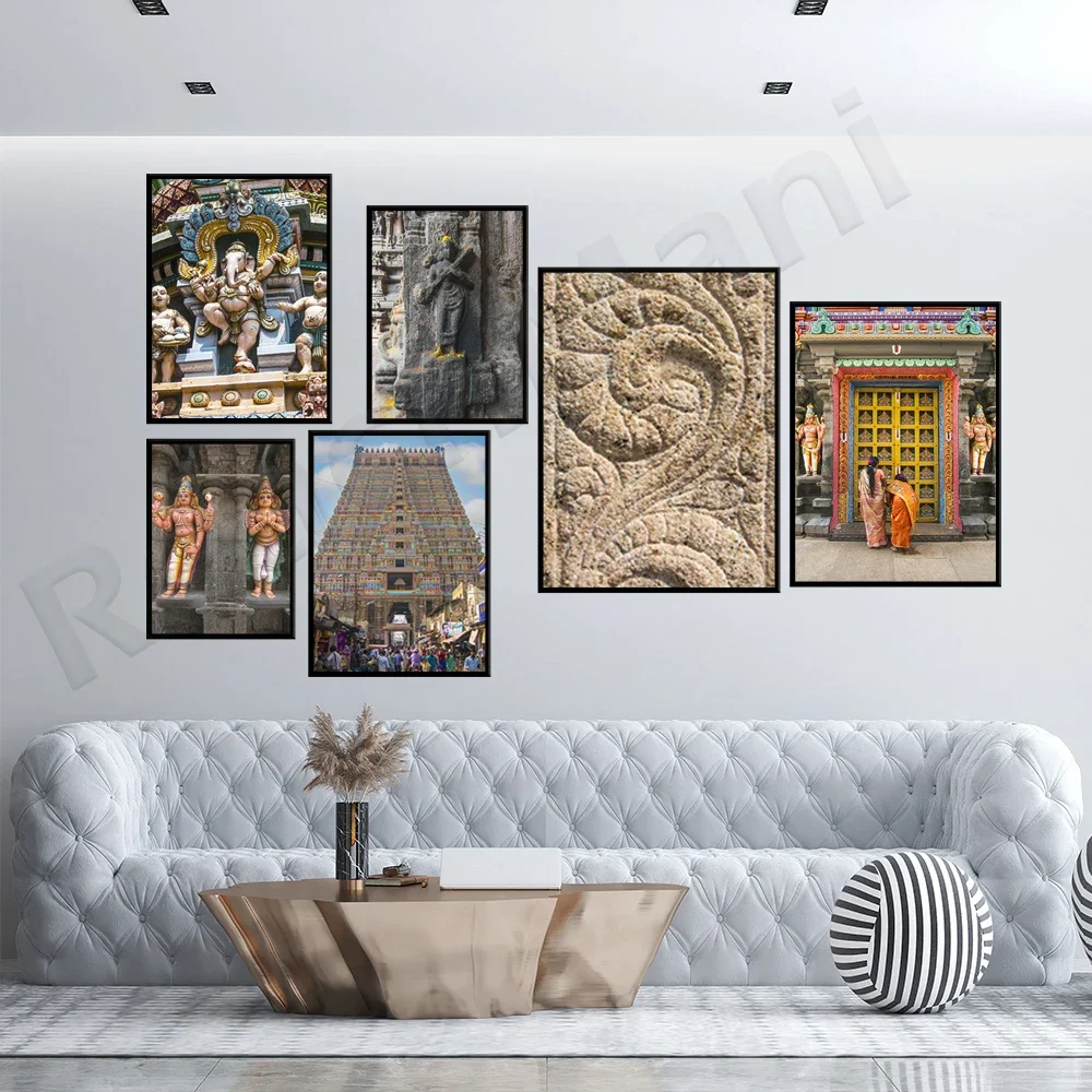 جنوب هندي، معبد Ranganathaswamy الخارجي تاميل نادو، ديكور بوهيمي باستيل قابل للطباعة فن جدار هندوسي