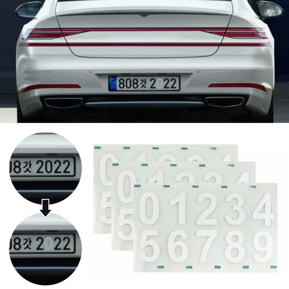 3pcs Nanofilm License Plate Sticker License Plate Number Mailbox Invisible Digital Number Sticker Car Decoration