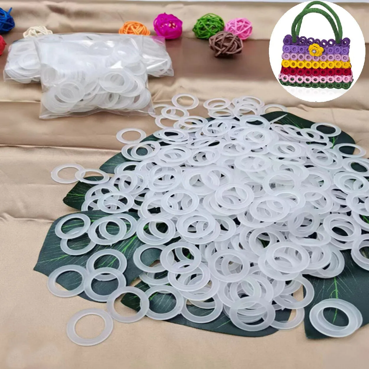 Weiße Kunststoff-Häkelschlaufenringe, runder O-Ring für selbstgemachte Handstricktaschen, Zubehör und Bastelbedarf