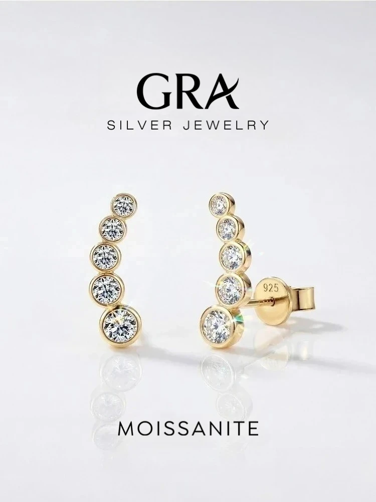Shiny 0.86CT Round Real Moissanite Diamond Stud Earrings For Women Real 925 Sterling Silver Gift Dating Fine Jewelry
