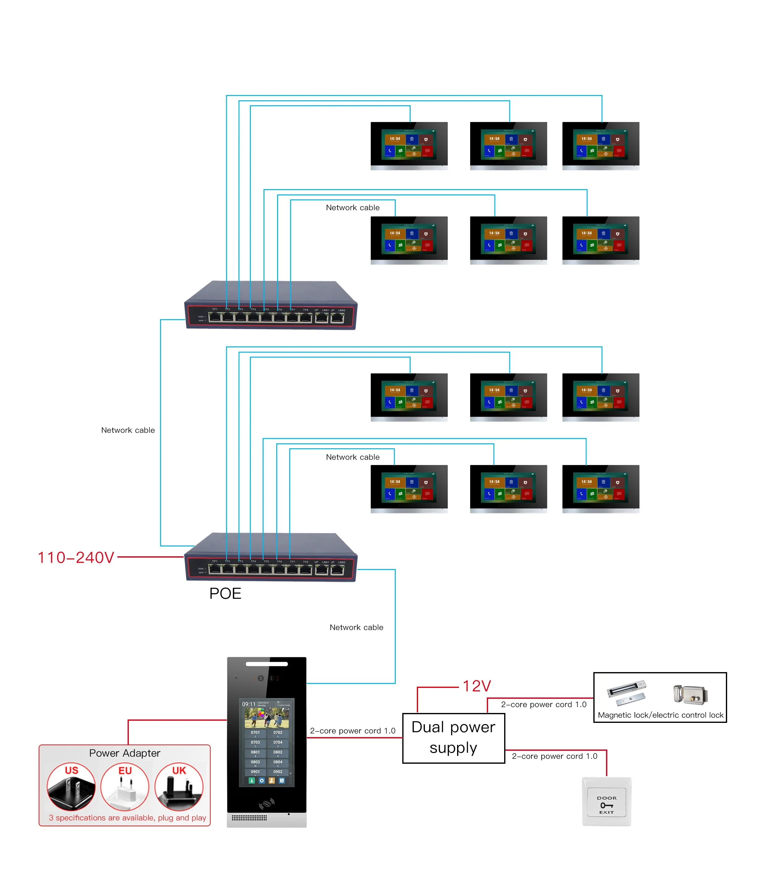 Multi-apartments Tuya smart app smart home system ip wifi night vision, support Multi Apartment Video Door Phone Intercom System