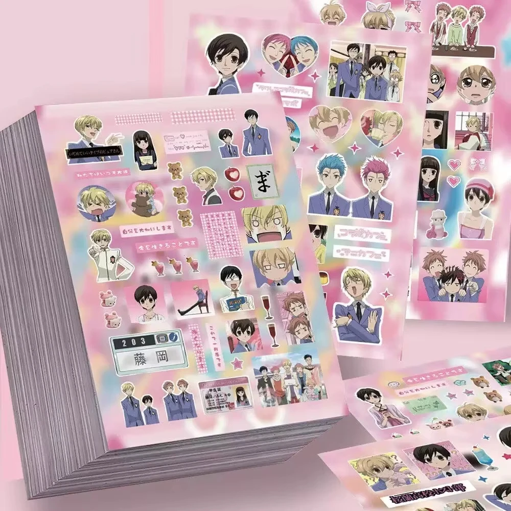 8 Sheets Ouran High School Host Club Stickers Anime Character Waterproof Decals For Journal Scrapbooking Luggage DIY Decor Props