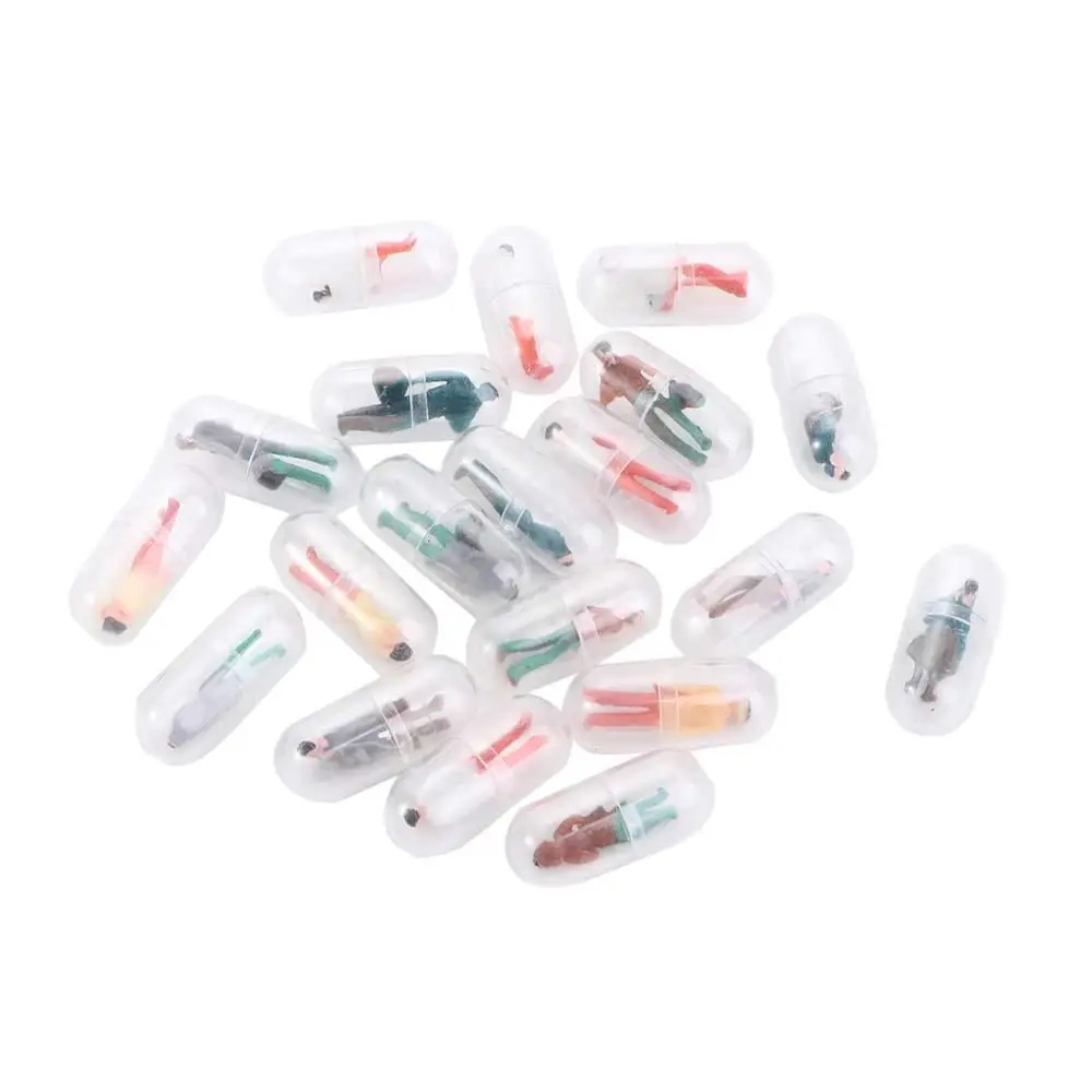 Mini Toy Capsule Toy Mini Person Transparent Capsule Shell Figurines Capsule Villain Plastic Pill Container Capsule Figurines