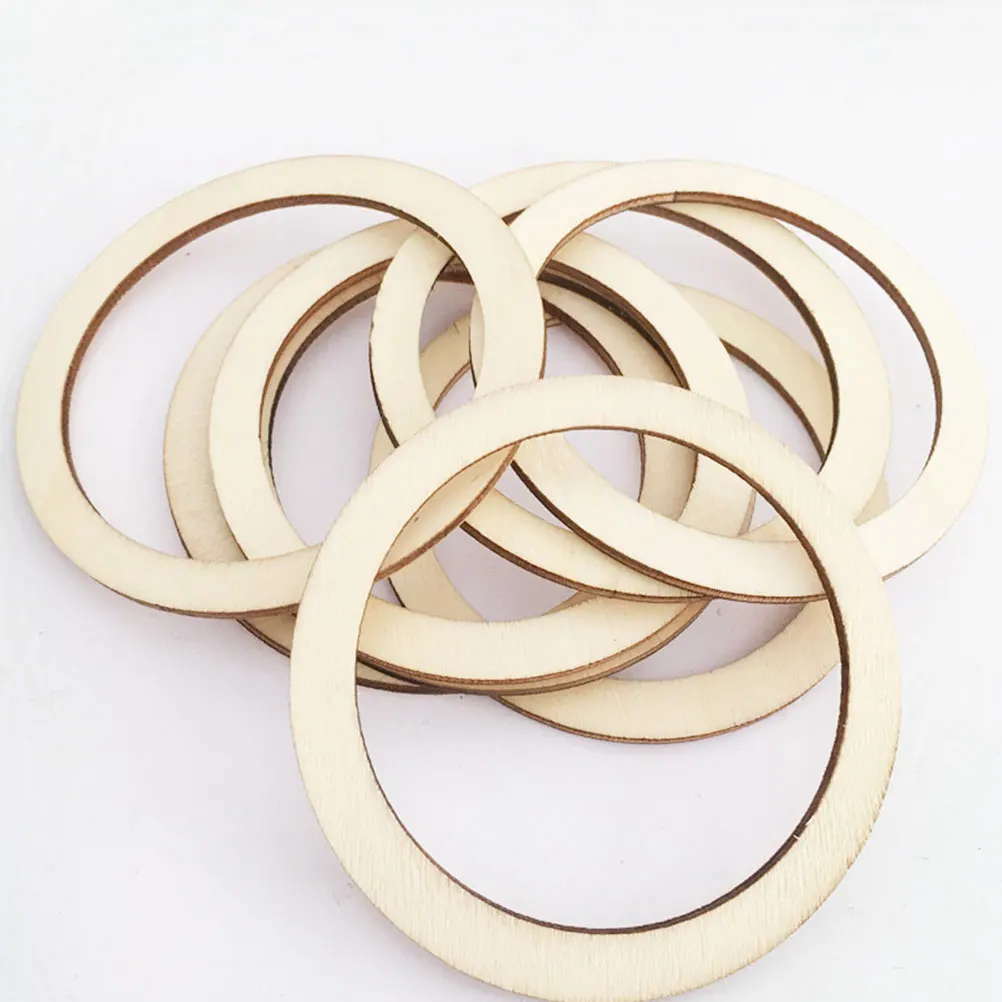 

50pcs Wooden Chip Jewelry Accessories Craft Pendant DIY Round Circle Disc Wood Decor for Painting Hanging Coaster Handicraft