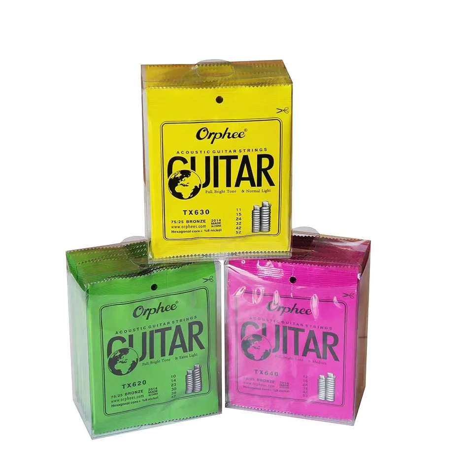 Orphee 10 Sets TX620/TX630/TX640 Acoustic Guitar Strings Set 75/25 Bronze Hexagonal Core 10-47/11-52/12-53