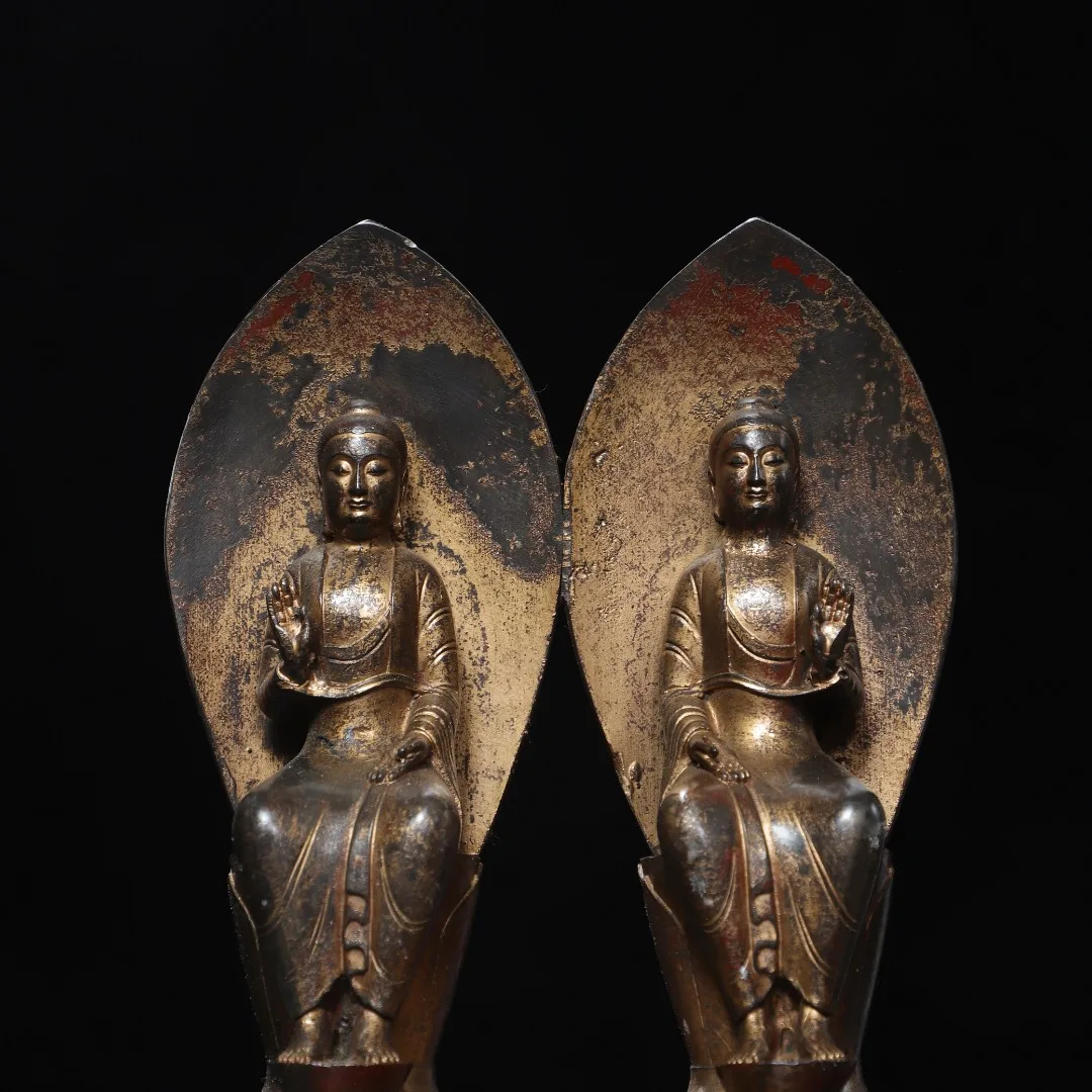 11 Old Bronze Cinnabar Gilded Northern Wei Buddha Amitabha Buddha Shakyamuni sitting Buddha Lotus Buddha Terrace Worship Hall