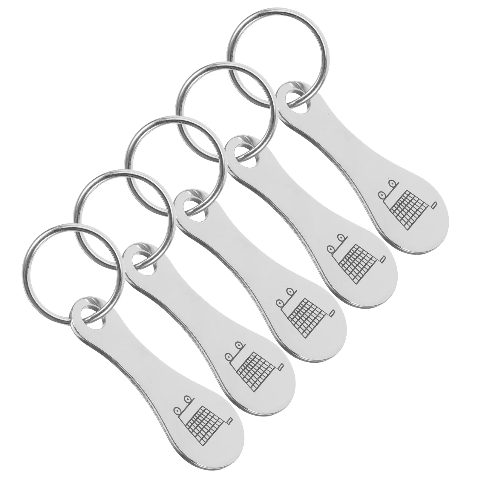 5 Pcs Shopping Cart Token Golf Keychain Coin Stainless Steel Quarter Holder Silver Accessories