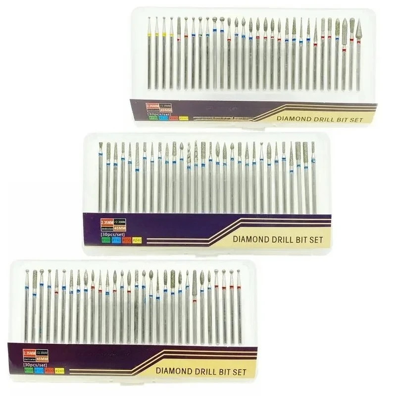 

5 комплектов алмазных сверл для ногтей, стоматологические алмазные боры, дрель, гравировка, резьба, полировка стекла, нефритовый камень, сверло, набор вращающихся инструментов